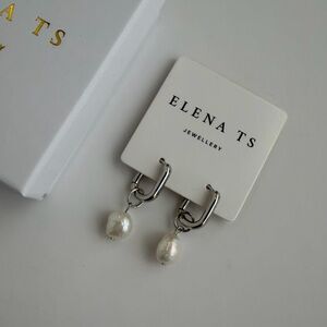 635 Silver Hoops Pearl Drop Earrings